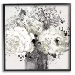 Black and Cream Abstract Floral Canvas Art Print