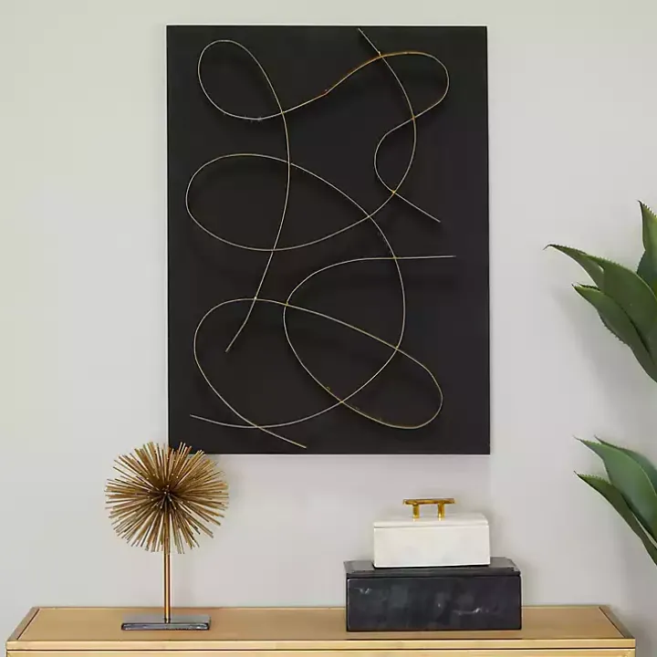 Black and Gold Abstract Wall Plaque
