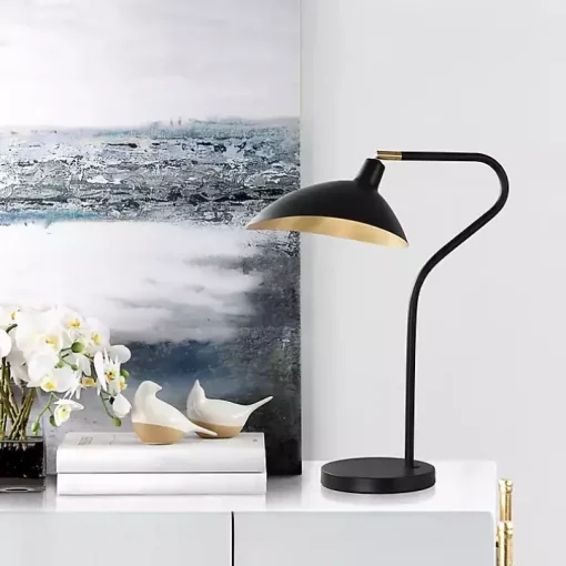 Black and Gold Curved Neck Giselle Task Lamp