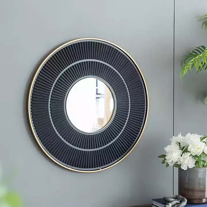 Black and Gold Double Ribbed Wall Mirror