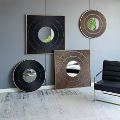 Black and Gold Double Ribbed Wall Mirror