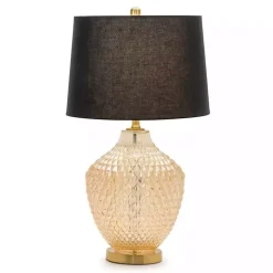 Black and Gold Textured Glass Table Lamp
