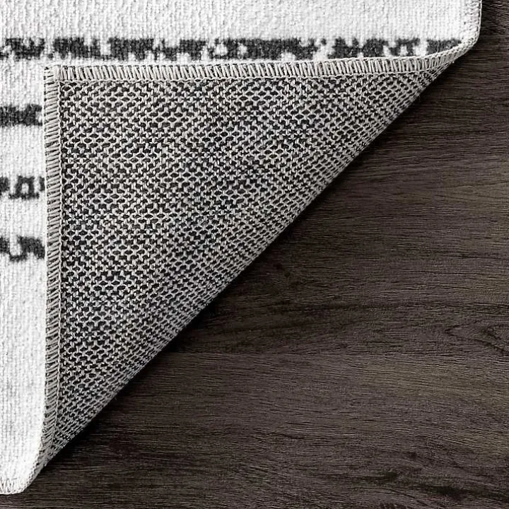 Black and Ivory Diamond Washable Runner