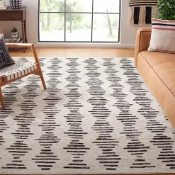 Black and Ivory Tulum Geometric Area Rug, 8x10