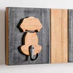 Black and Natural Wood Dog Hooks