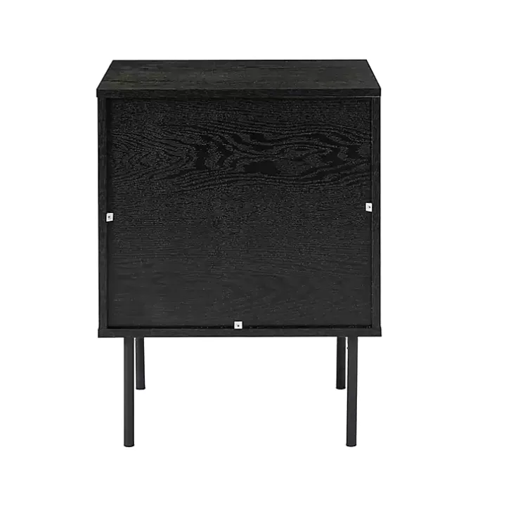 Black and Natural Wood 2-Drawer Nightstand