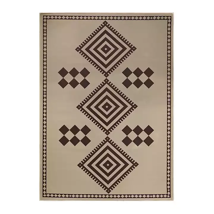 Black and Tan Kilim Washable Area Rug, 5x7