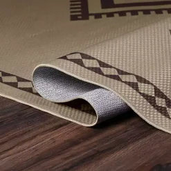 Black and Tan Kilim Washable Area Rug, 5x7