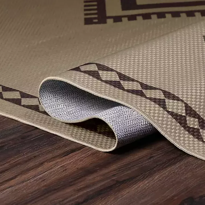 Black and Tan Kilim Washable Area Rug, 5x7