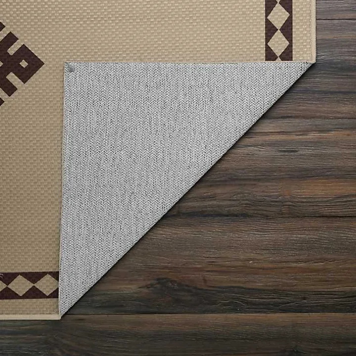 Black and Tan Kilim Washable Area Rug, 5x7