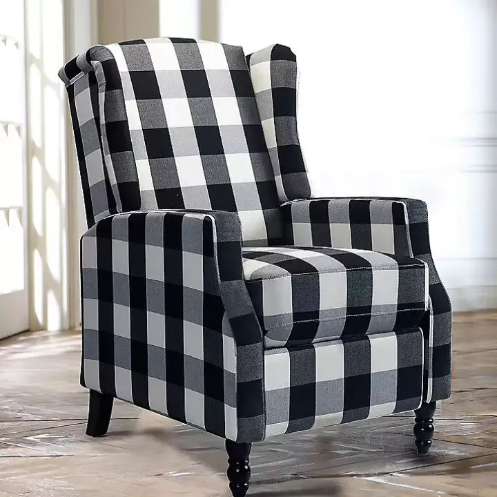 Black and White Buffalo Check Recliner