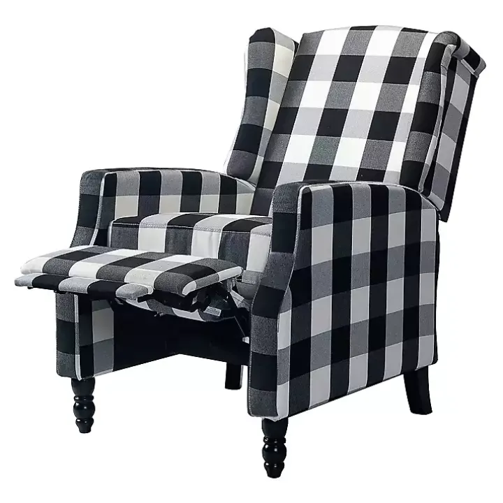 Black and White Buffalo Check Recliner