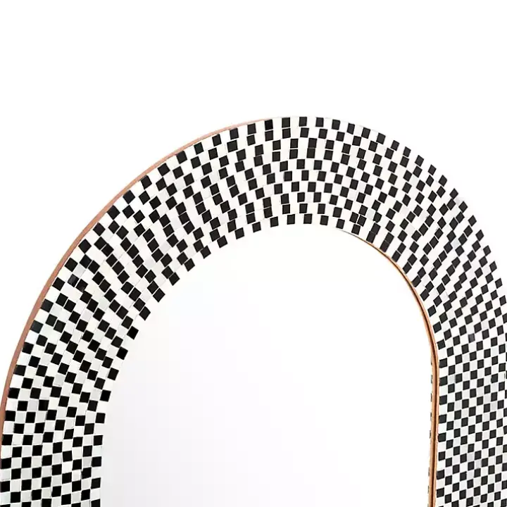 Black and White Checkered Arch Wall Mirror