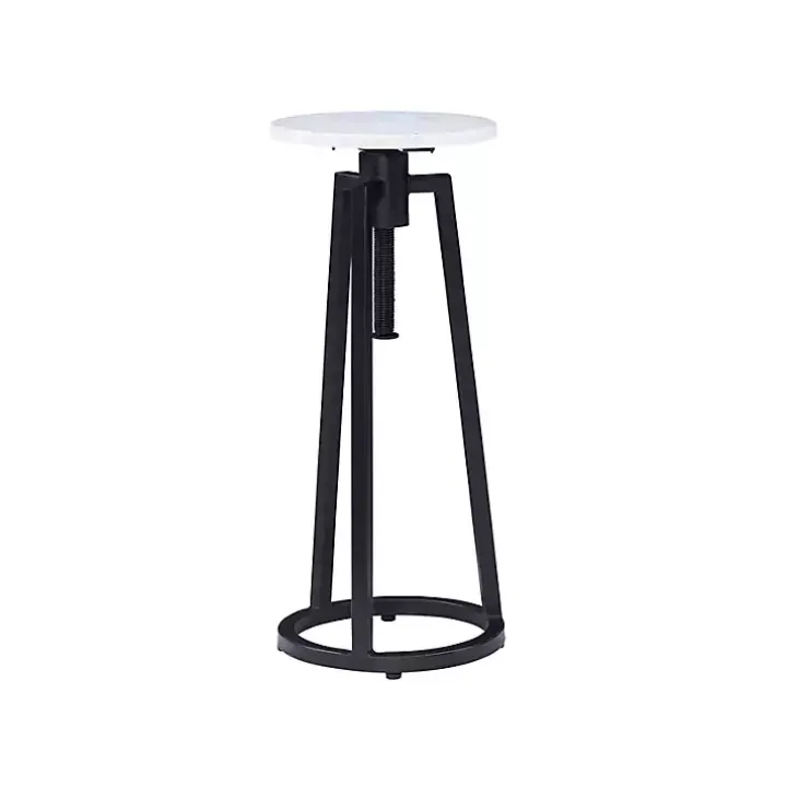 Black and White Marble Adjustable Drink Table
