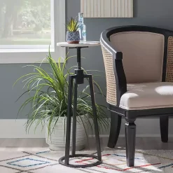 Black and White Marble Adjustable Drink Table