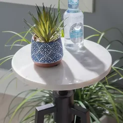 Black and White Marble Adjustable Drink Table