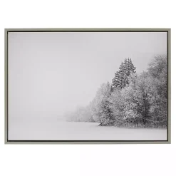 Black and White Snow Day Framed Canvas Art Print