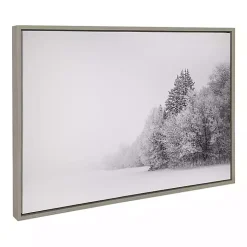 Black and White Snow Day Framed Canvas Art Print