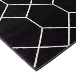 Black and White Trellis Woven Area Rug, 8x10