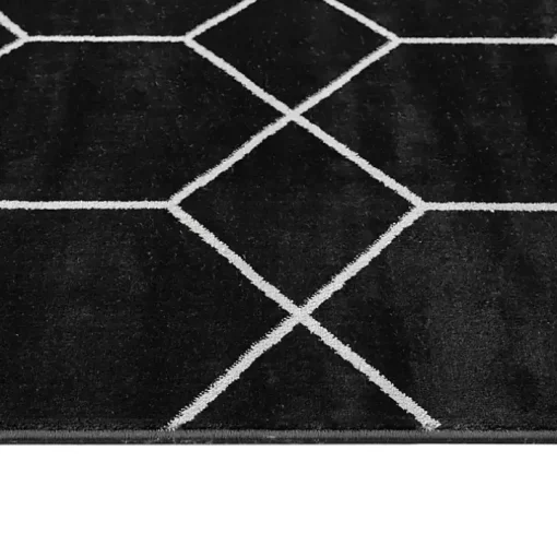 Black and White Trellis Woven Area Rug, 8x10