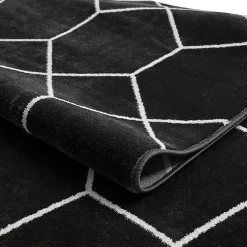 Black and White Trellis Woven Area Rug, 8x10