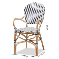 Black and White Woven Dining Chairs, Set of 2