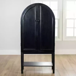 Black Arch Wood Bar Cabinet