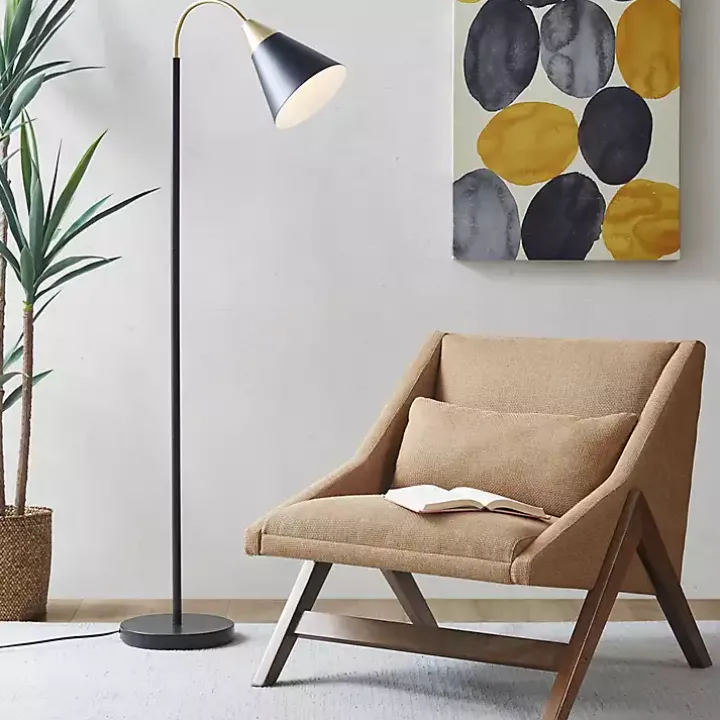 Black Arched Cone Shade Floor Lamp