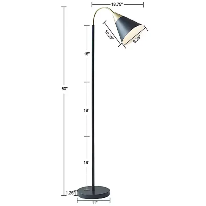 Black Arched Cone Shade Floor Lamp