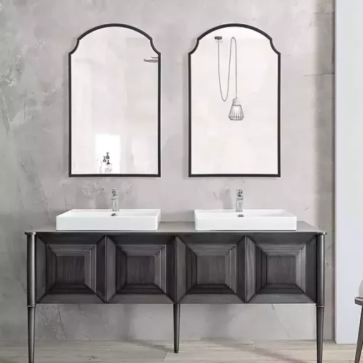 Black Arched Scallop Edge Wall Mirror