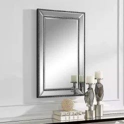 Black Beaded Double Frame Beveled Wall Mirror