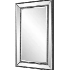Black Beaded Double Frame Beveled Wall Mirror