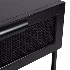 Black Cane Drawer Accent Table