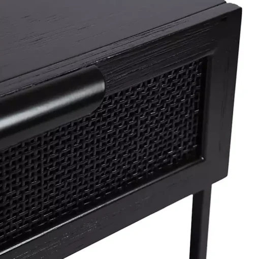 Black Cane Drawer Accent Table