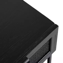 Black Cane Drawer Accent Table