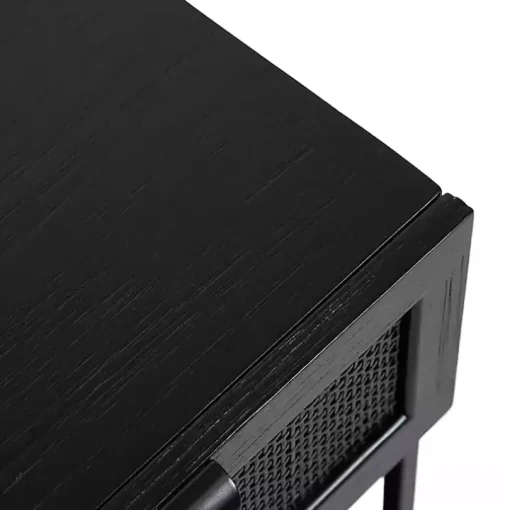 Black Cane Drawer Accent Table