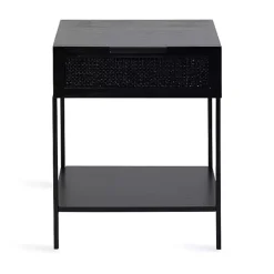 Black Cane Drawer Accent Table