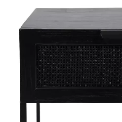 Black Cane Drawer Accent Table