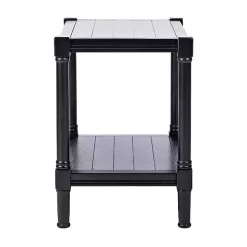 Black Carved Pinewood Farmhouse Accent Table