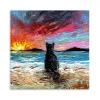 Black Cat Beach Days Canvas Art Print