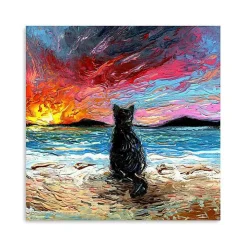 Black Cat Beach Days Canvas Art Print