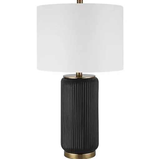 Black Ceramic Ribbed Table Lamp