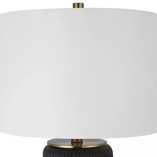 Black Ceramic Ribbed Table Lamp