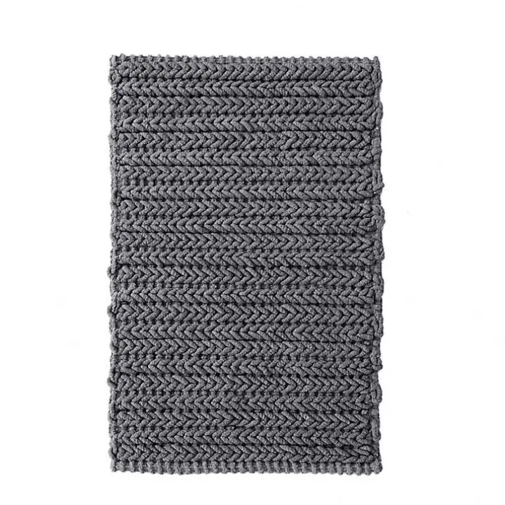 Black Chenille Chain Stitched Bath Mat, 40 in.