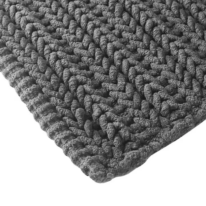 Black Chenille Chain Stitched Bath Mat, 40 in.