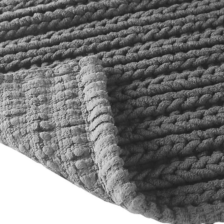 Black Chenille Chain Stitched Bath Mat, 40 in.