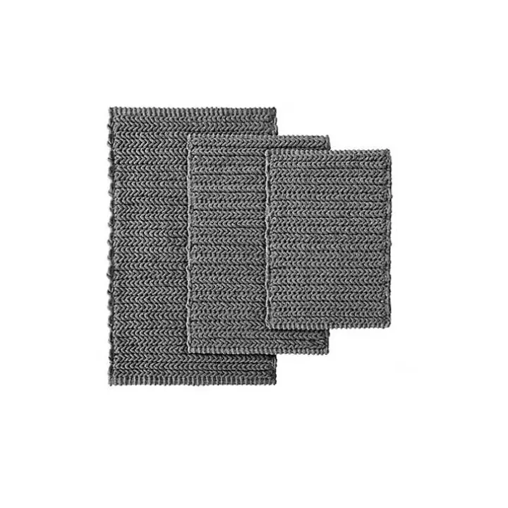 Black Chenille Chain Stitched Bath Mat, 40 in.