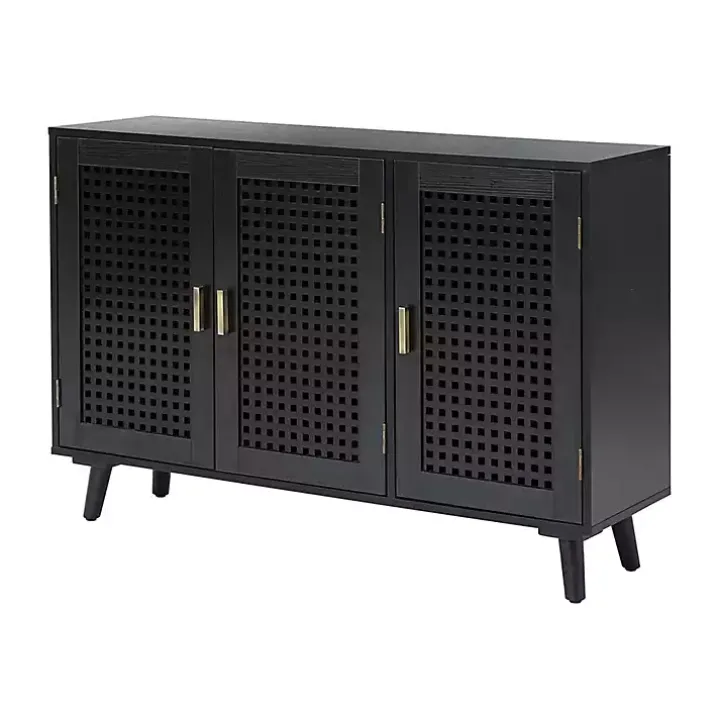 Black Contemporary Lattice Doors Sideboard