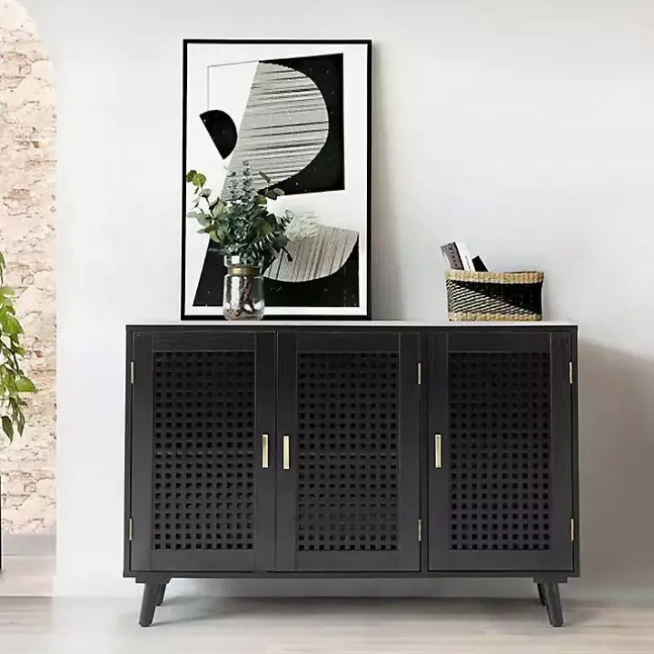 Black Contemporary Lattice Doors Sideboard