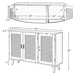 Black Contemporary Lattice Doors Sideboard